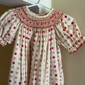 Smocked polka dot dress by Le’ Za Me.